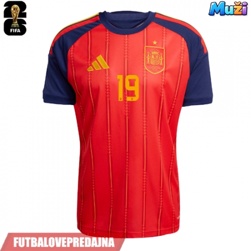 Lacne Muži Futbalové dres Španielsko Lamine Yamal #19 MS 2026 Krátky Rukáv - Domáci